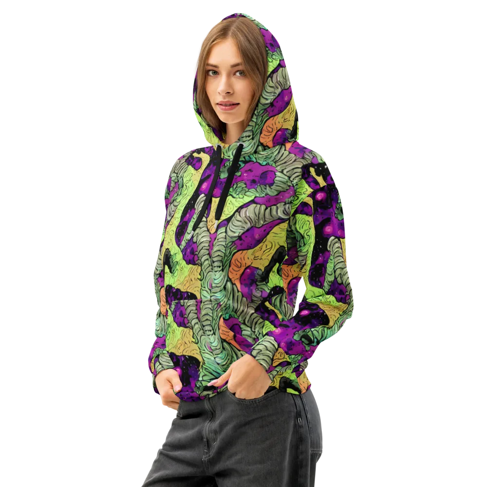 Midnight Tropica on Cotton Hoodie — Left Front