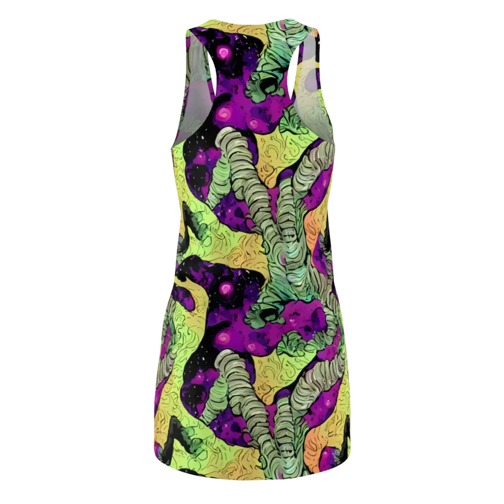 Midnight Tropica on Racerback Dress — Back