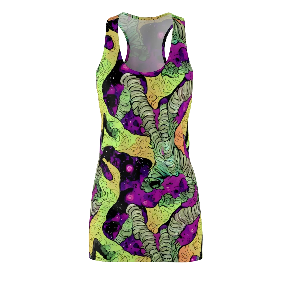 Midnight Tropica on Racerback Dress — Front