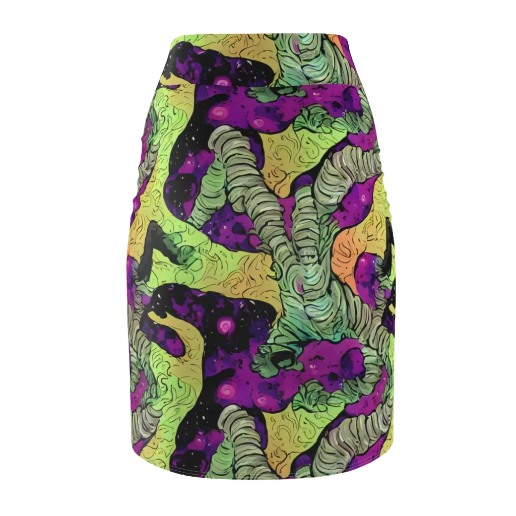 Midnight Tropica on Pencil Skirt — Back
