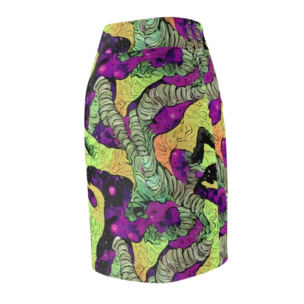 Midnight Tropica on Pencil Skirt — Back Side