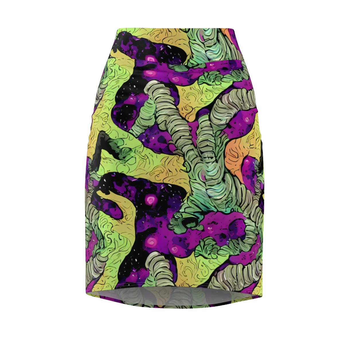 Midnight Tropica on Pencil Skirt — Front