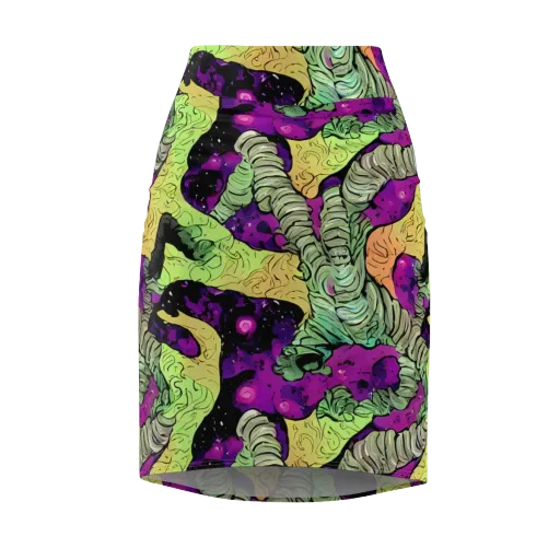 Midnight Tropica on a Pencil Skirt