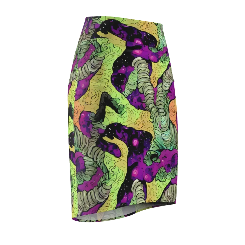 Midnight Tropica on Pencil Skirt — Front Side