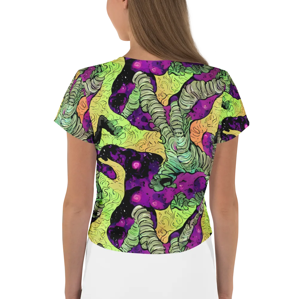 Midnight Tropica on Crop Tee — Back