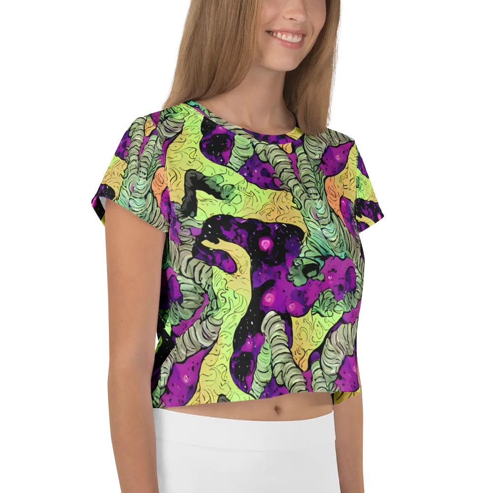 Midnight Tropica on Crop Tee — Right