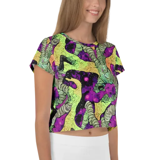 Midnight Tropica on a Crop Tee