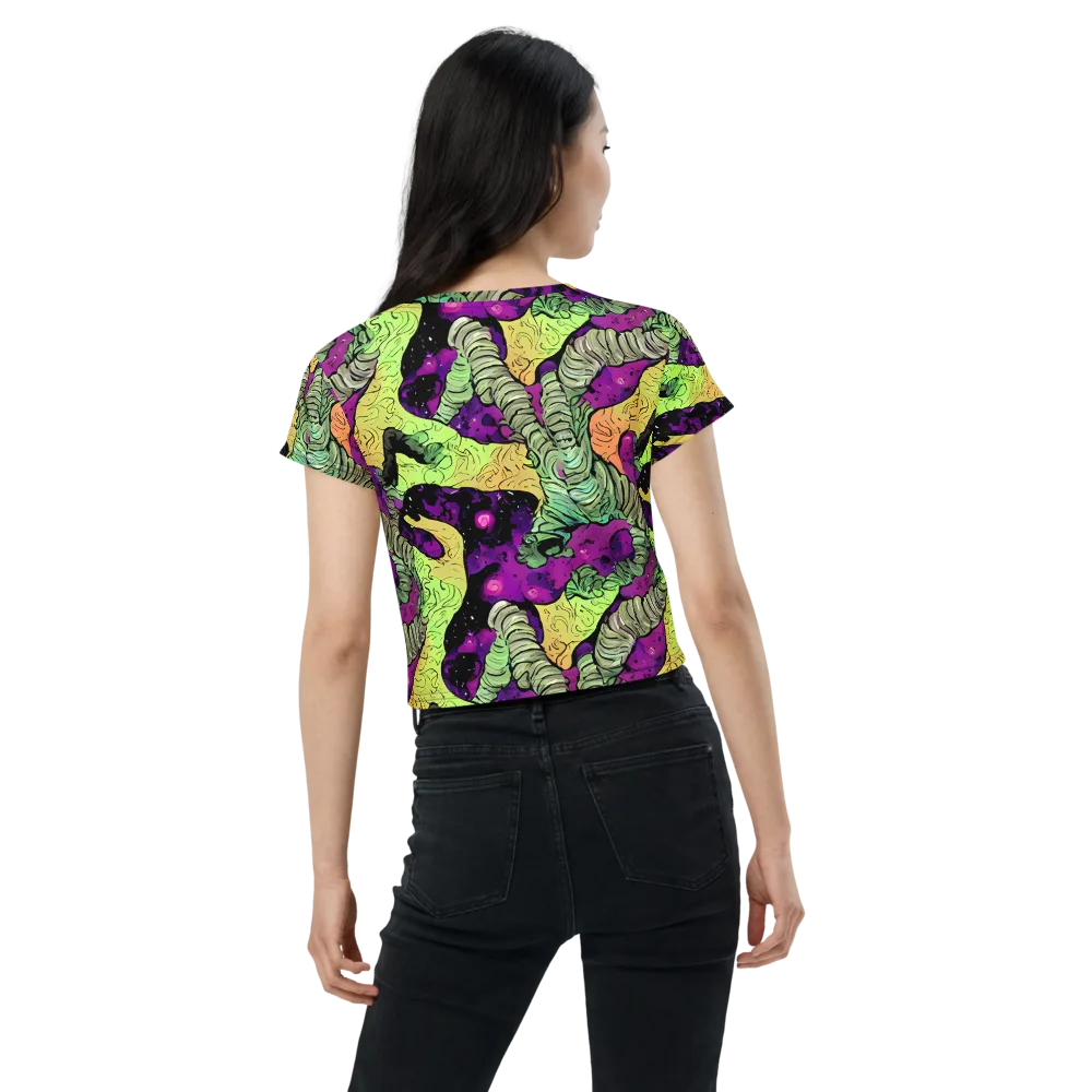 Midnight Tropica on Crop Tee — Back