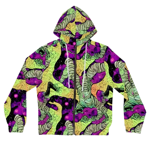 Midnight Tropica on a Women's Full-Zip Hoodie