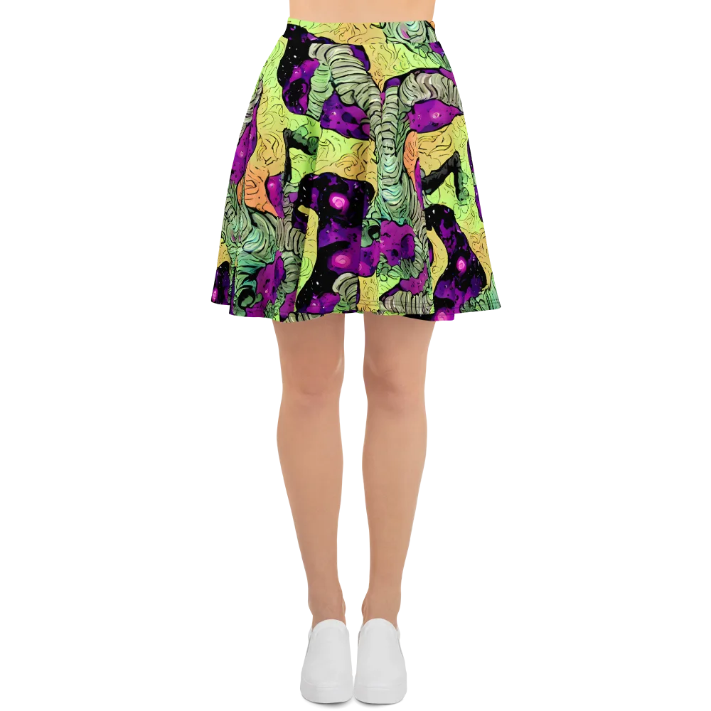 Midnight Tropica on Skater Skirt — Front