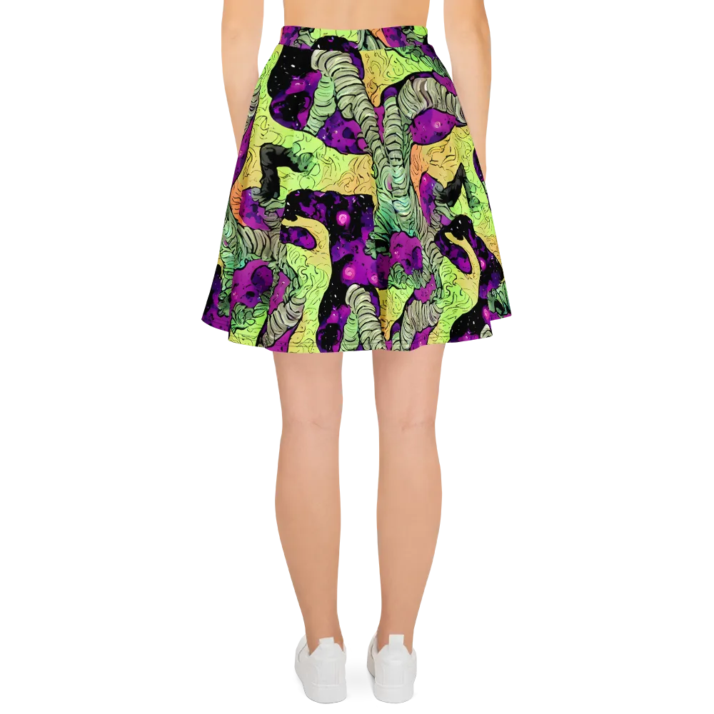 Midnight Tropica on Skater Skirt — Back