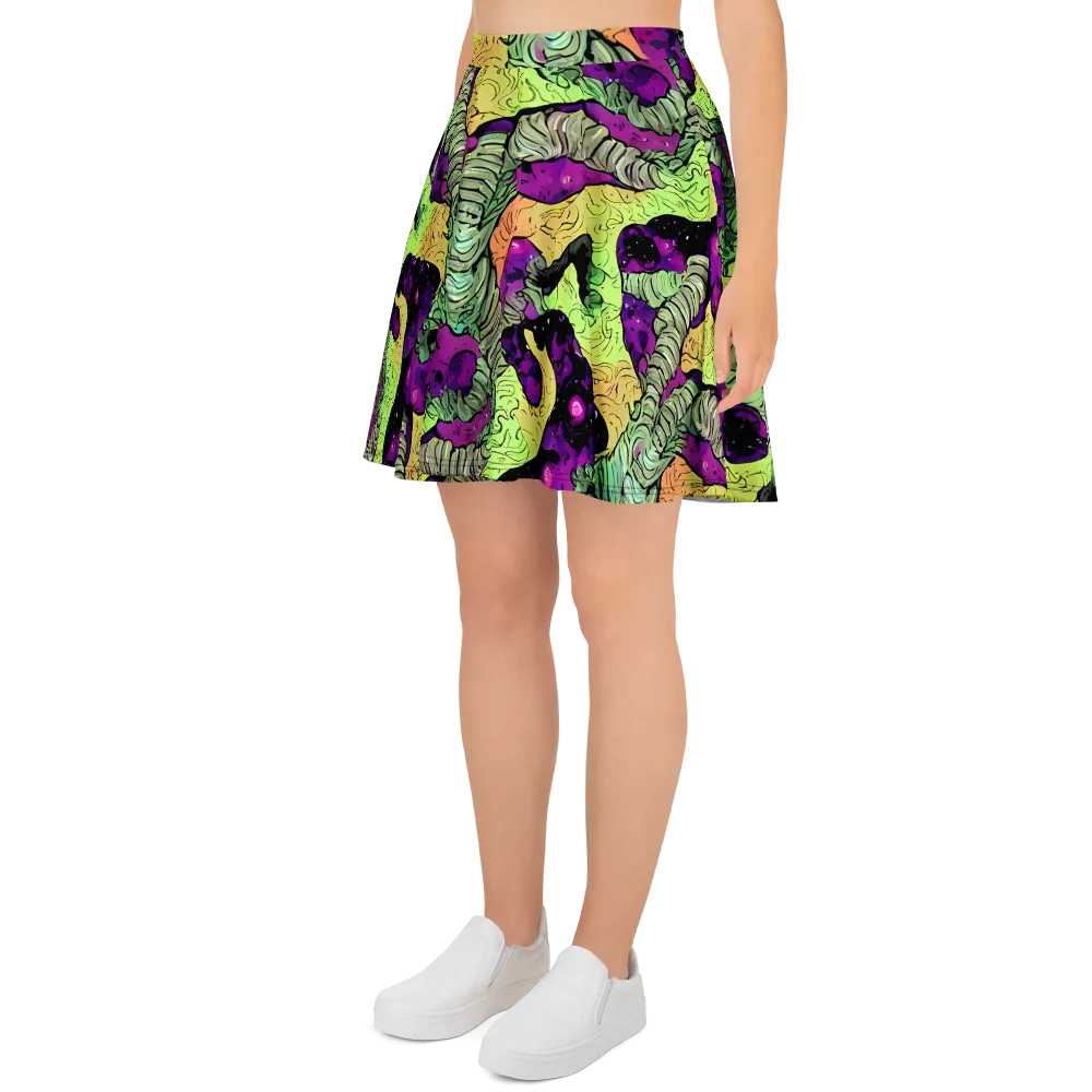 Midnight Tropica on Skater Skirt — Left