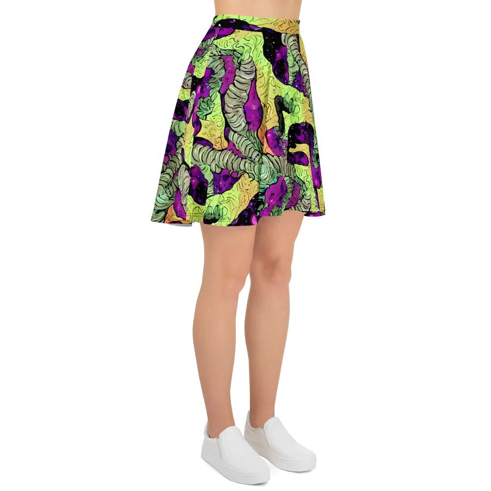 Midnight Tropica on Skater Skirt — Right