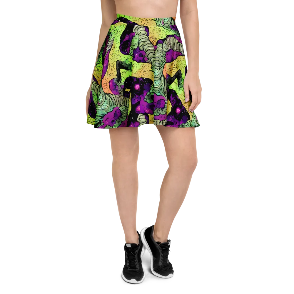Midnight Tropica on Skater Skirt — Front