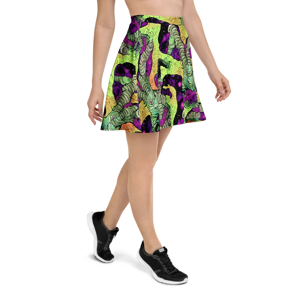 Midnight Tropica on Skater Skirt — Right