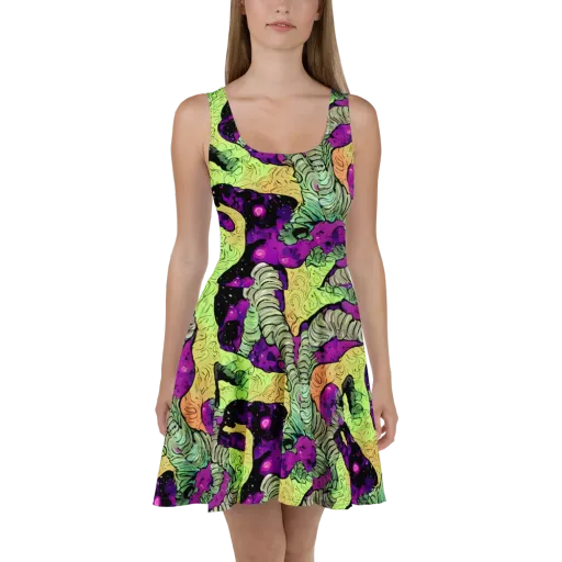 Midnight Tropica on a Skater Dress