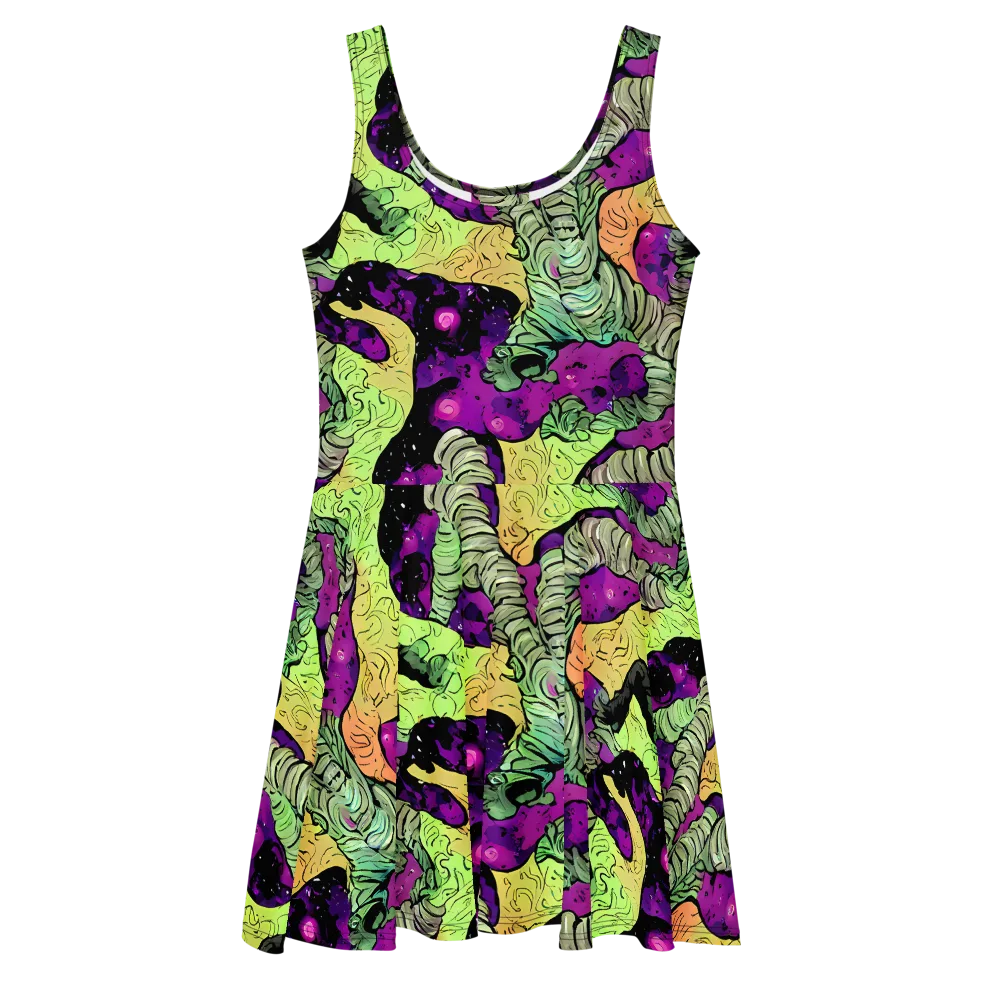 Midnight Tropica on Skater Dress — Front