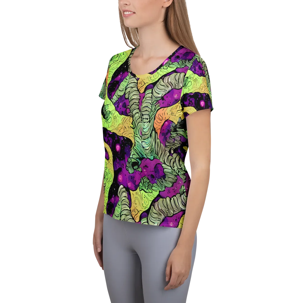 Midnight Tropica on Women's Athletic T-Shirt — Left