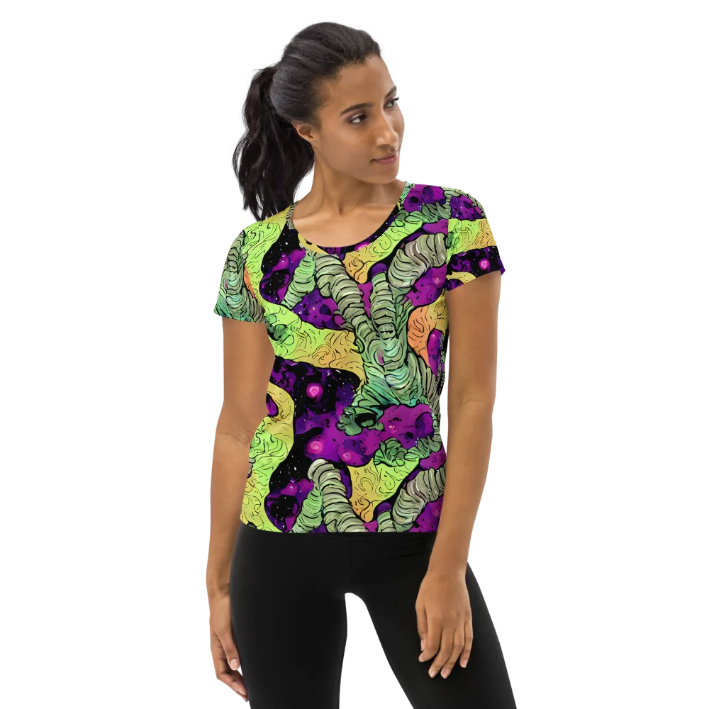 Midnight Tropica on Women's Athletic T-Shirt — Front