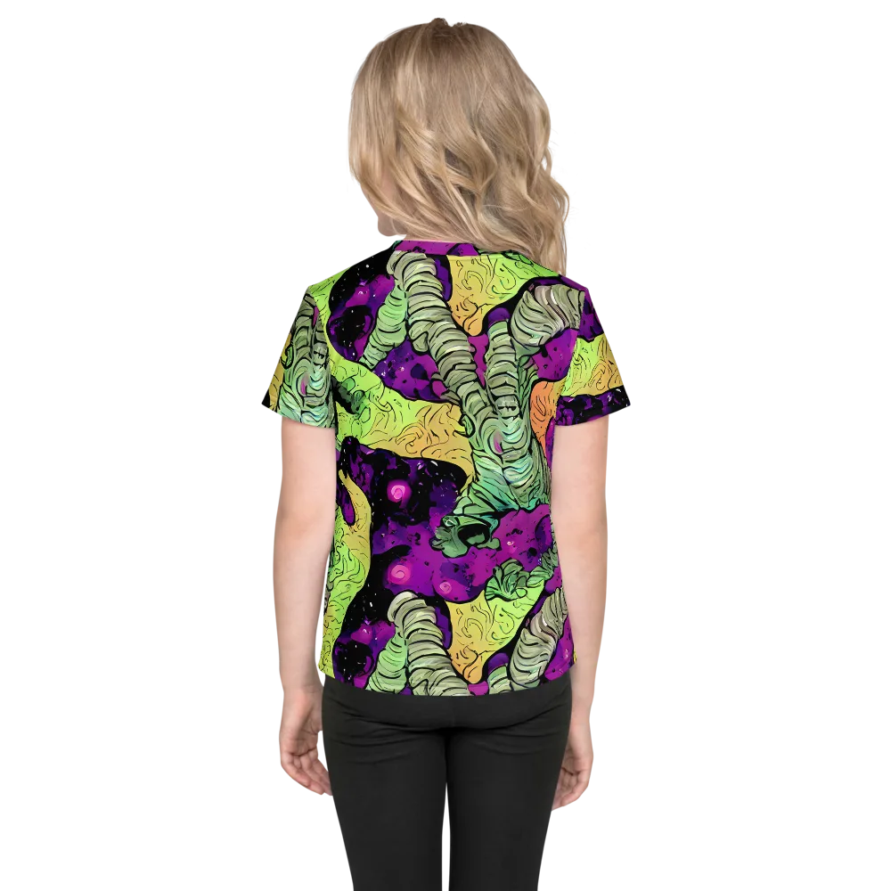 Midnight Tropica on Kids Crew Neck T-Shirt — Back
