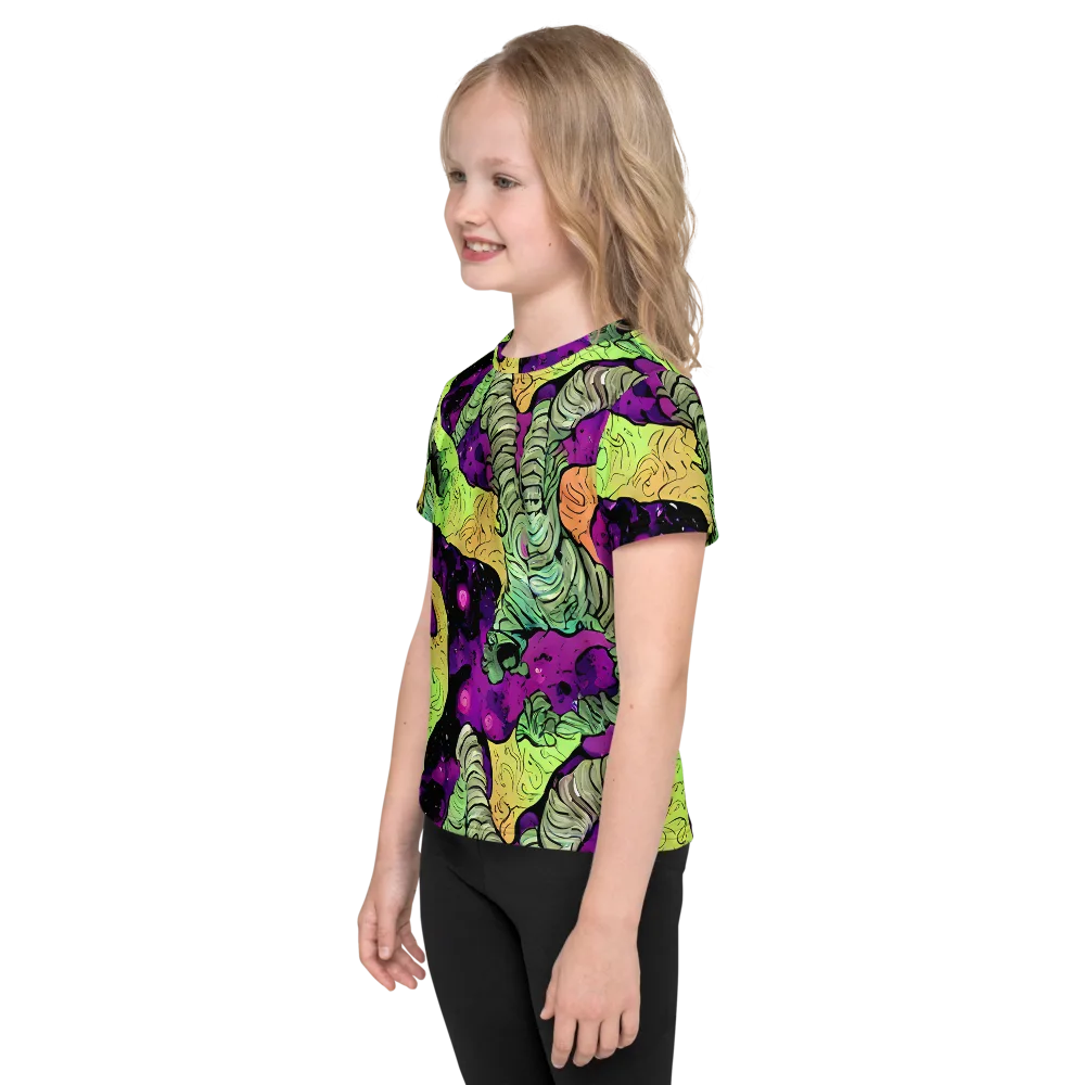 Midnight Tropica on Kids Crew Neck T-Shirt — Left