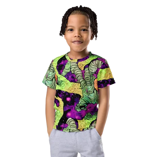 Midnight Tropica on a Kids Crew Neck T-Shirt