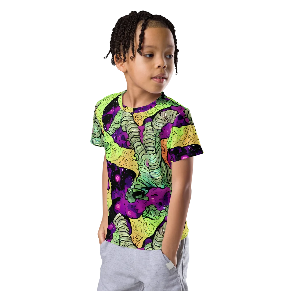 Midnight Tropica on Kids Crew Neck T-Shirt — Left Front