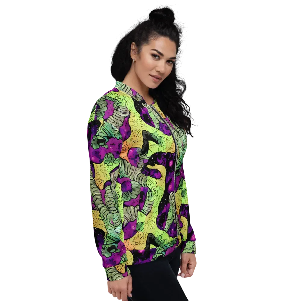 Midnight Tropica on Bomber Jacket — Right