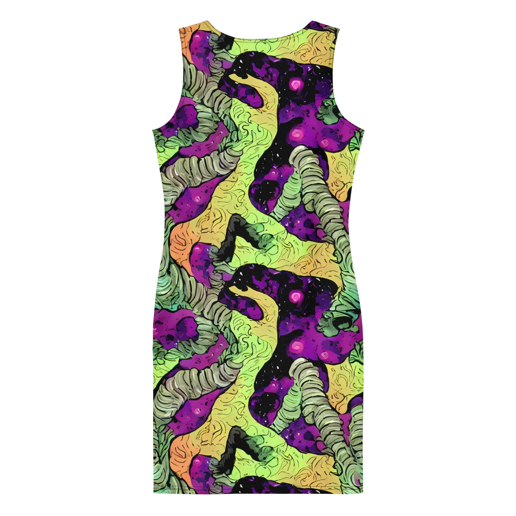 Midnight Tropica on Bodycon Dress — Back