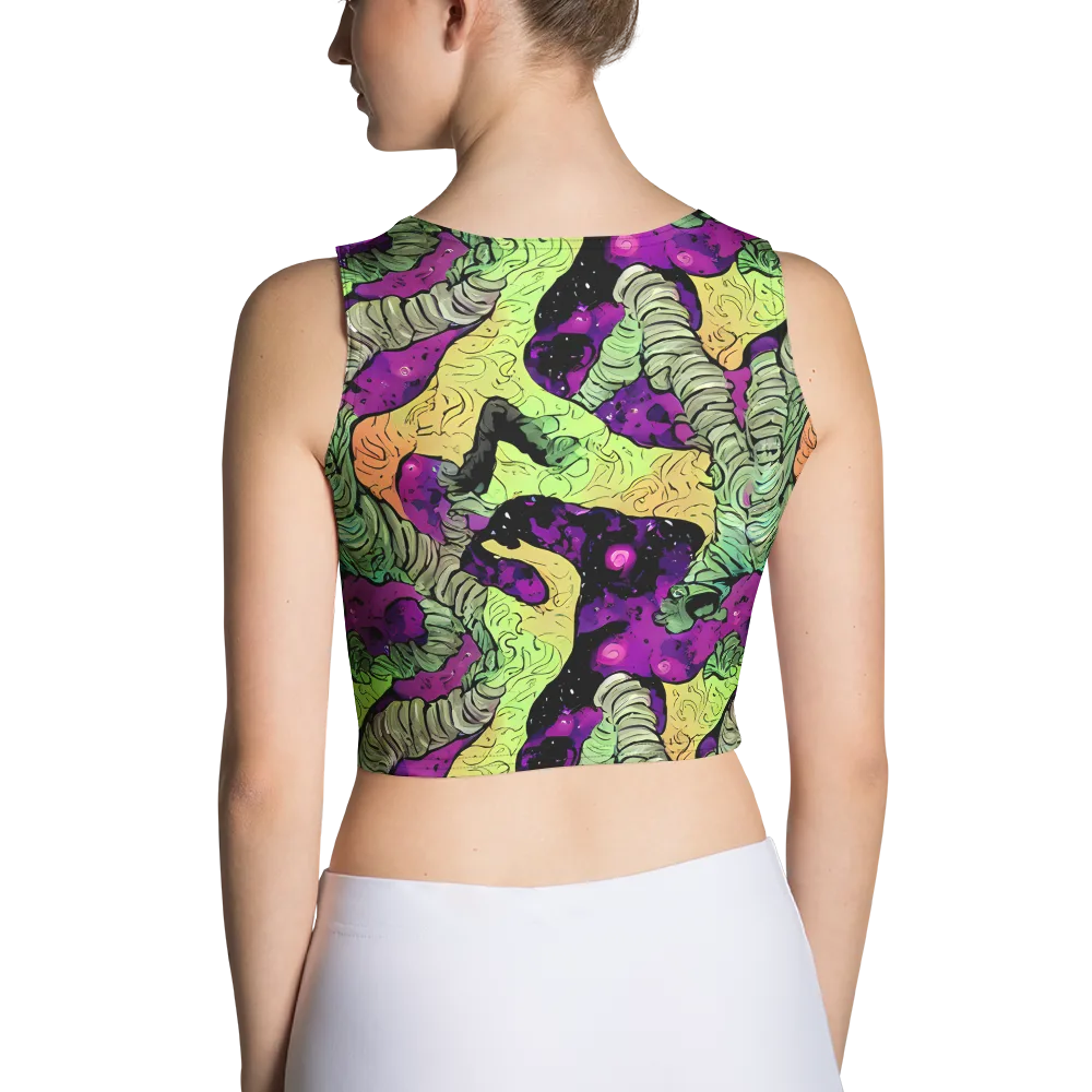 Midnight Tropica on Crop Top — Back