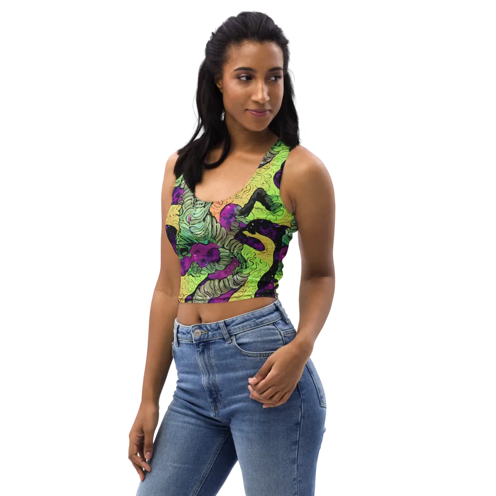 Midnight Tropica on Crop Top — Left Front