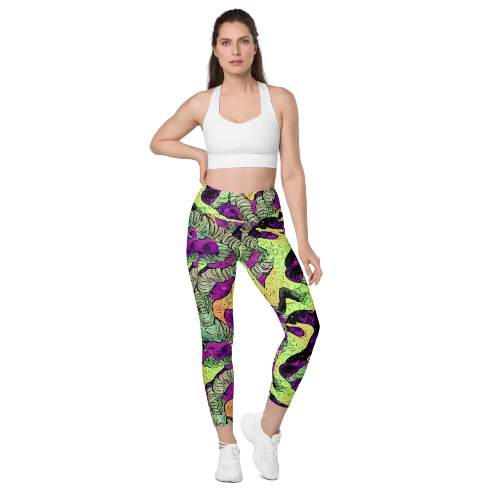 Midnight Tropica on Leggings with Pockets — Front