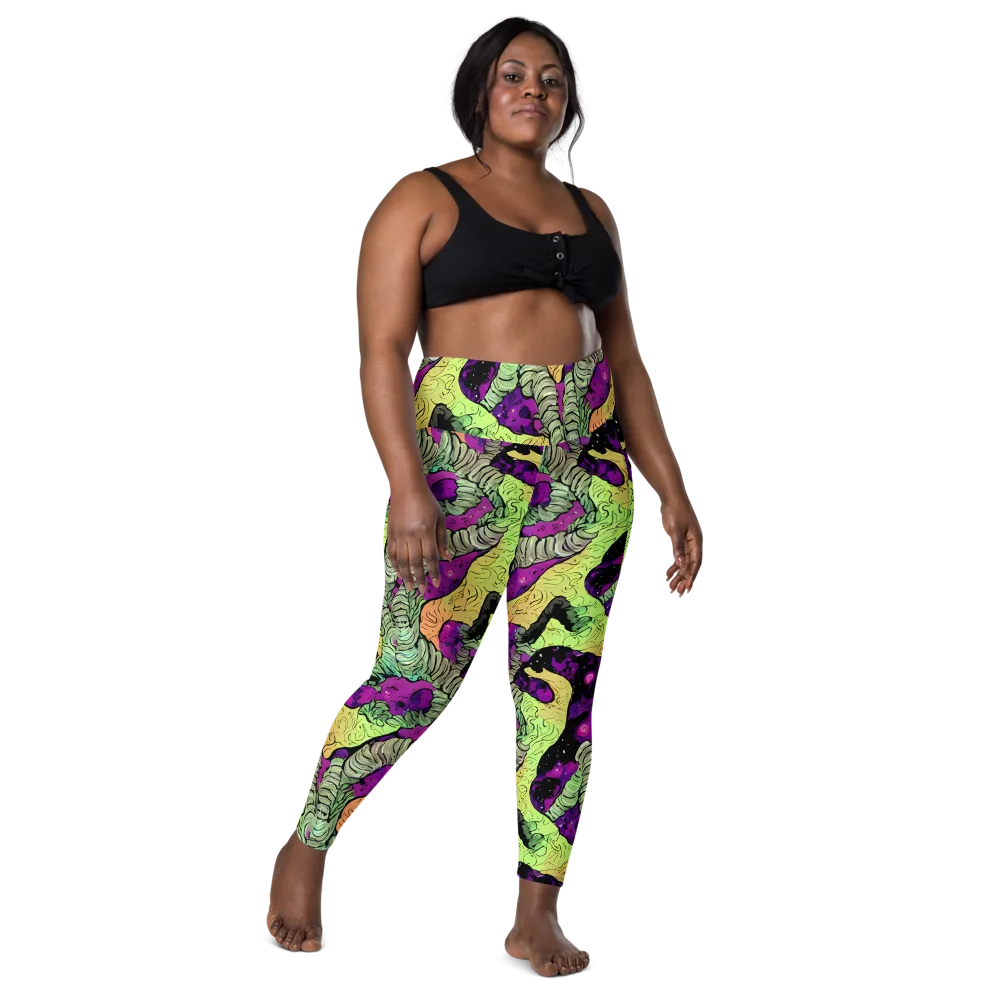 Midnight Tropica on Leggings with Pockets — Front