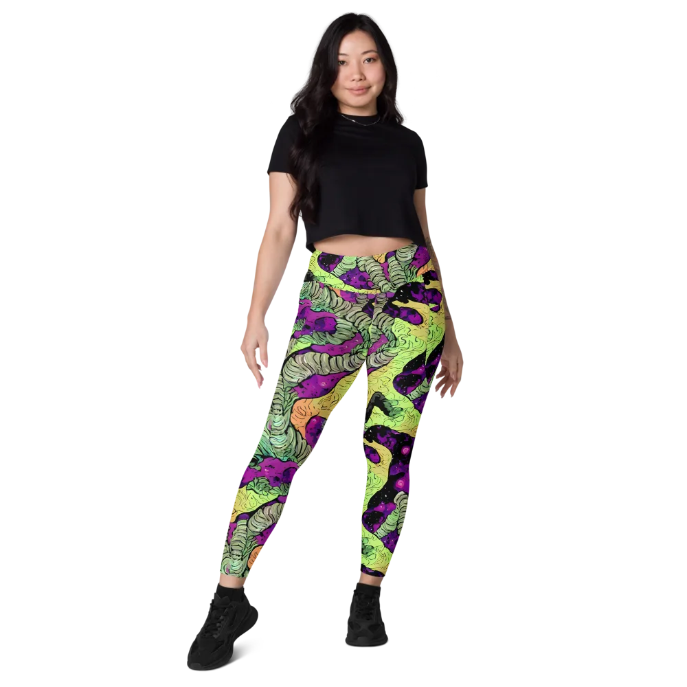 Midnight Tropica on Leggings with Pockets — Front