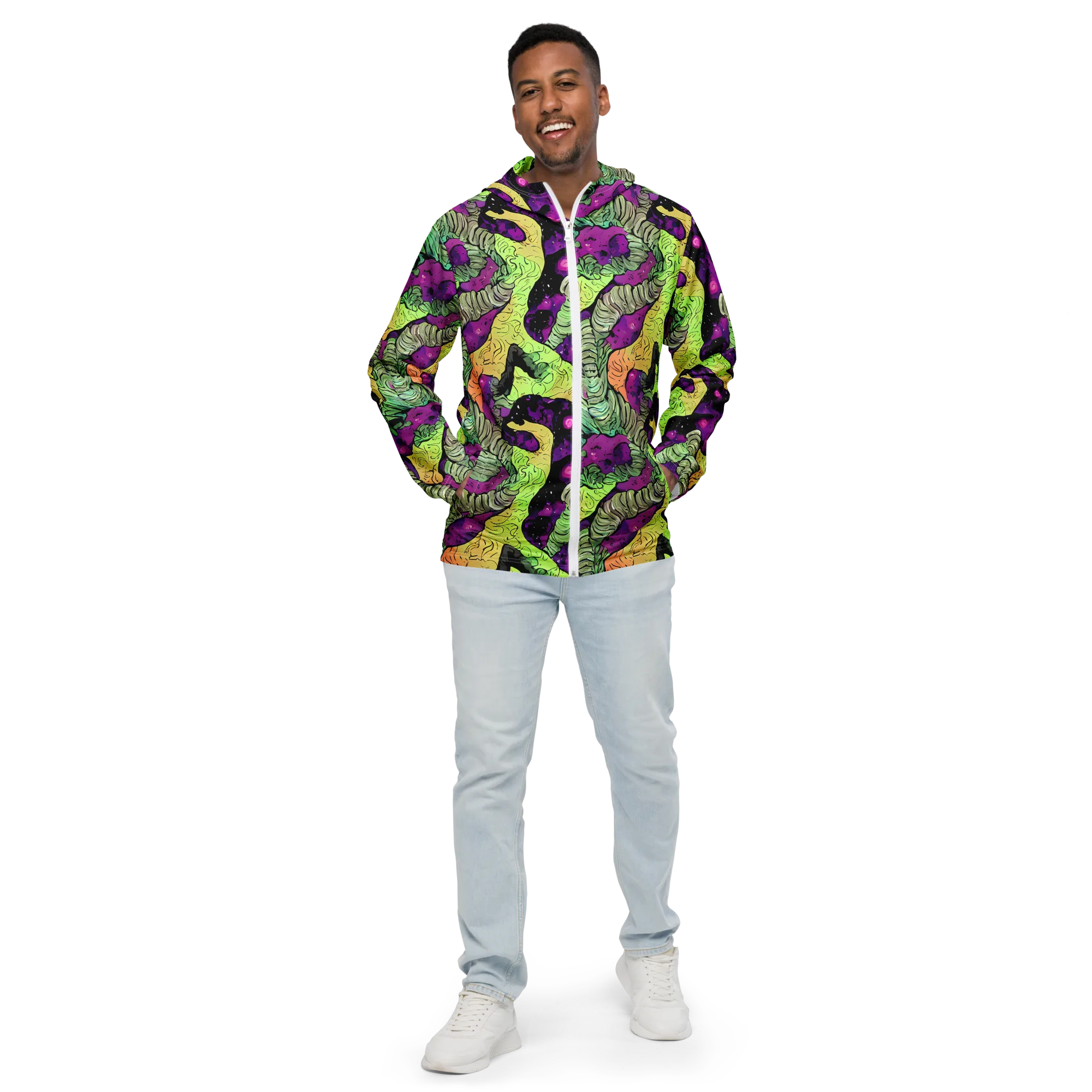 Midnight Tropica on Men's Windbreaker — Front