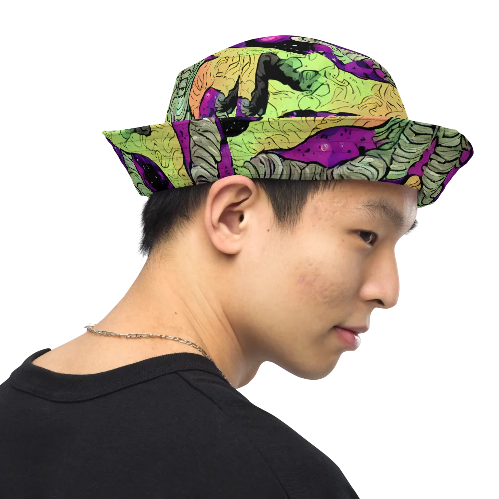 Midnight Tropica on Reversible Bucket Hat — Right Outside