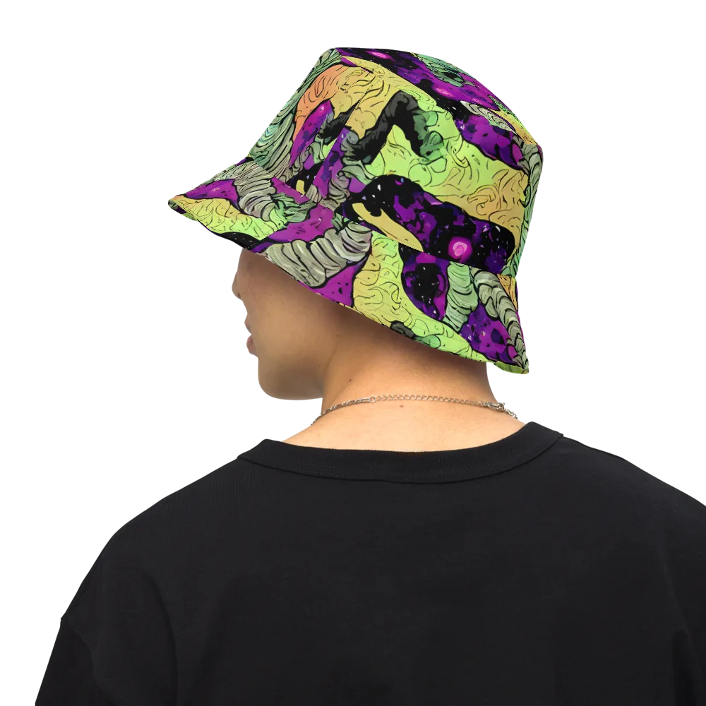 Midnight Tropica on Reversible Bucket Hat — Back Inside