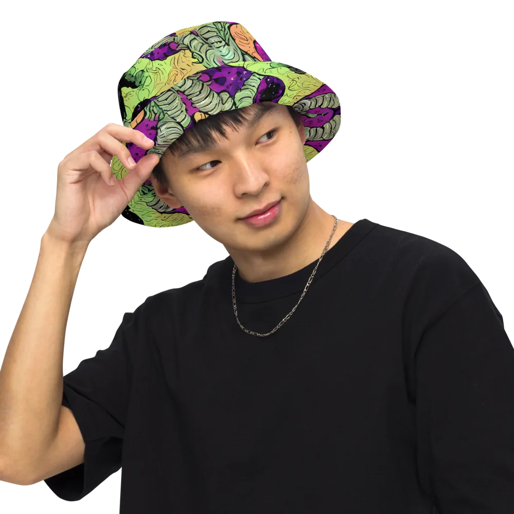 Midnight Tropica on Reversible Bucket Hat — Front Inside