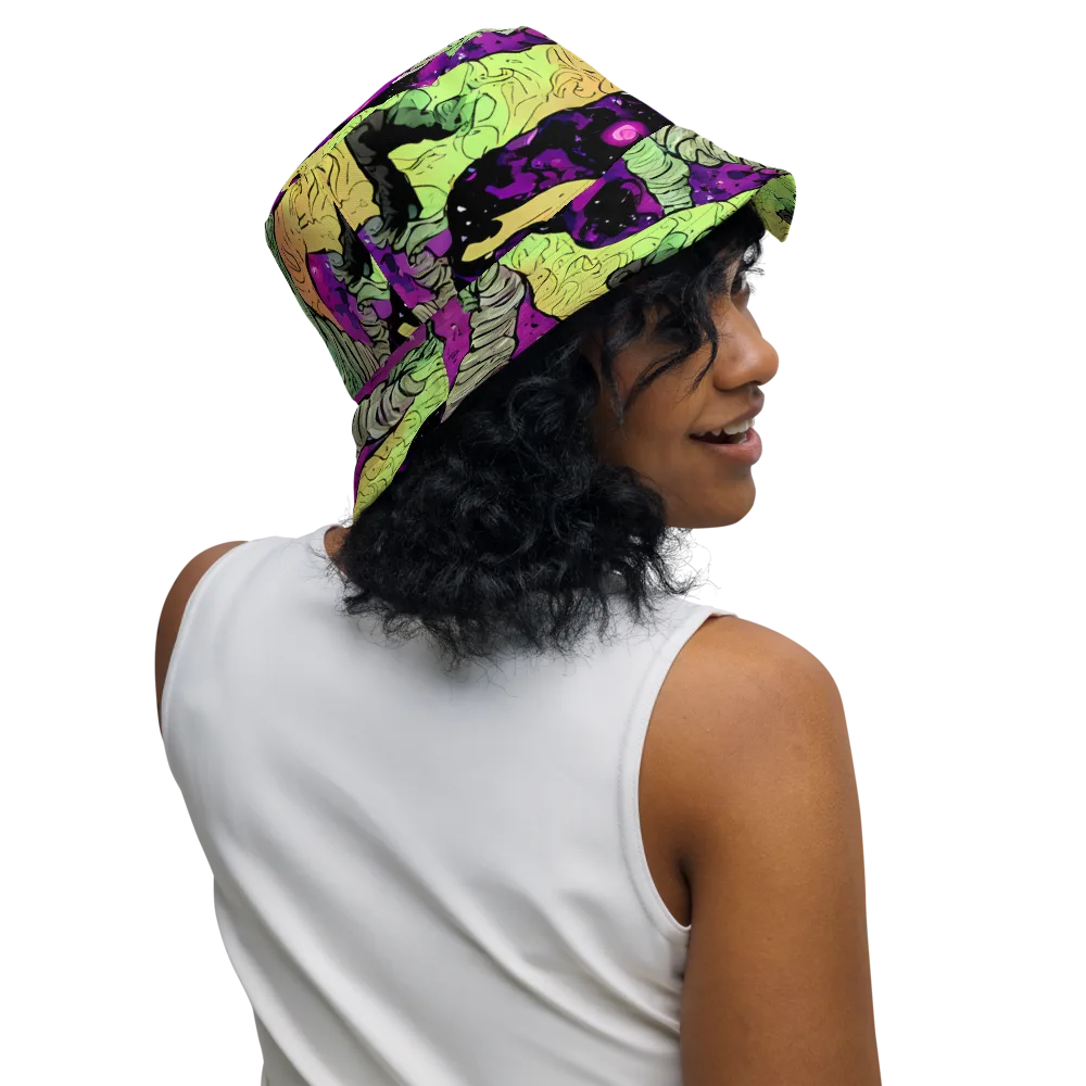 Midnight Tropica on Reversible Bucket Hat — Right Outside