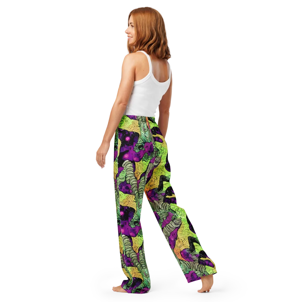 Midnight Tropica on Women's Pajama Pants — Back