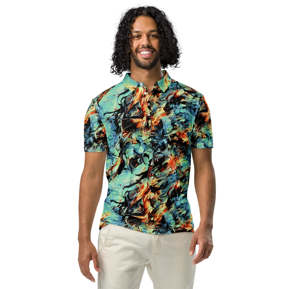 Tidal Flame on Men's Slim Fit Polo Shirt — Front
