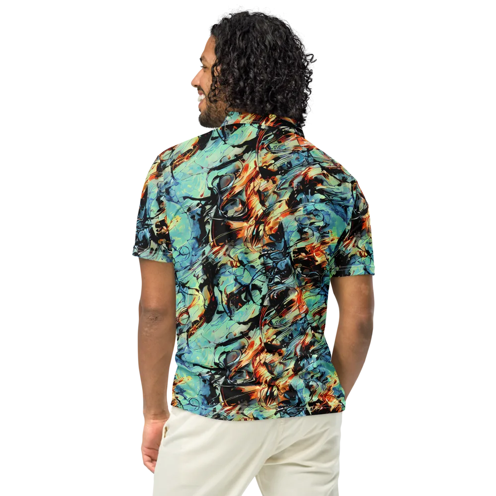 Tidal Flame on Men's Slim Fit Polo Shirt — Back
