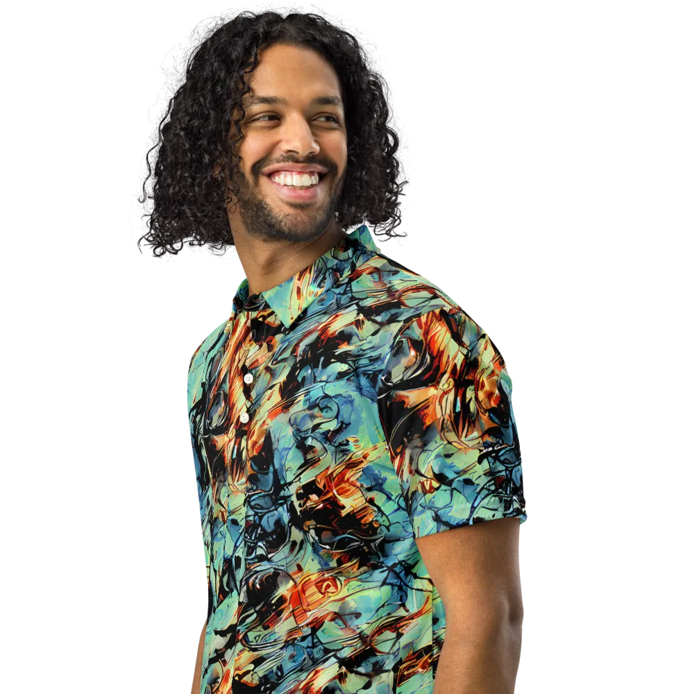 Tidal Flame on Men's Slim Fit Polo Shirt — Left Front