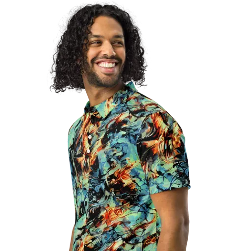 Tidal Flame on a Men's Slim Fit Polo Shirt