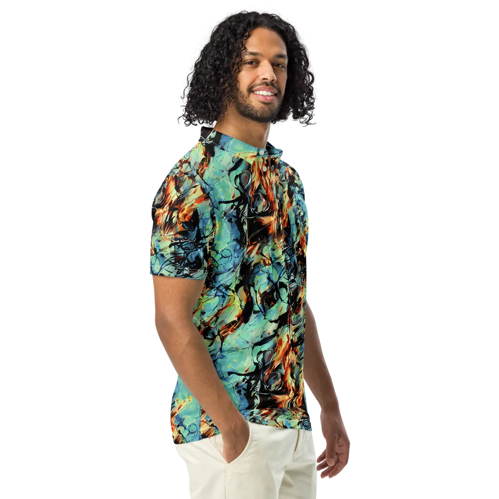 Tidal Flame on Men's Slim Fit Polo Shirt — Right Front