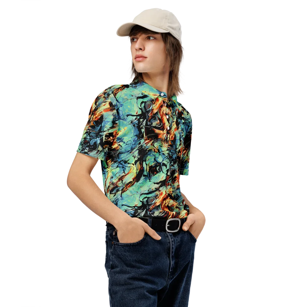 Tidal Flame on Men's Slim Fit Polo Shirt — Right Front