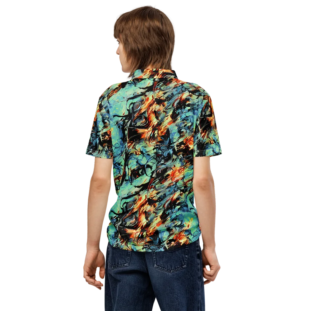Tidal Flame on Men's Slim Fit Polo Shirt — Back