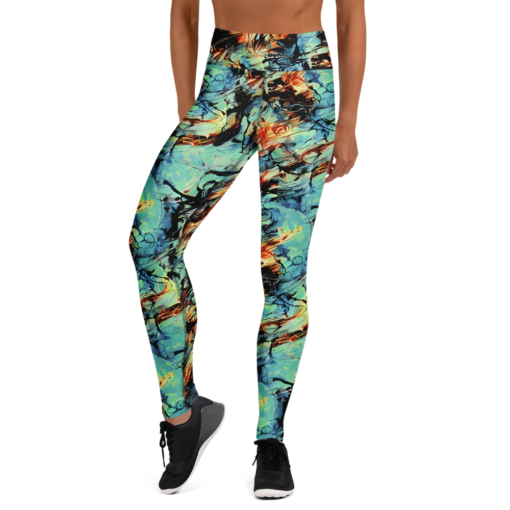Tidal Flame on Yoga Leggings — Front