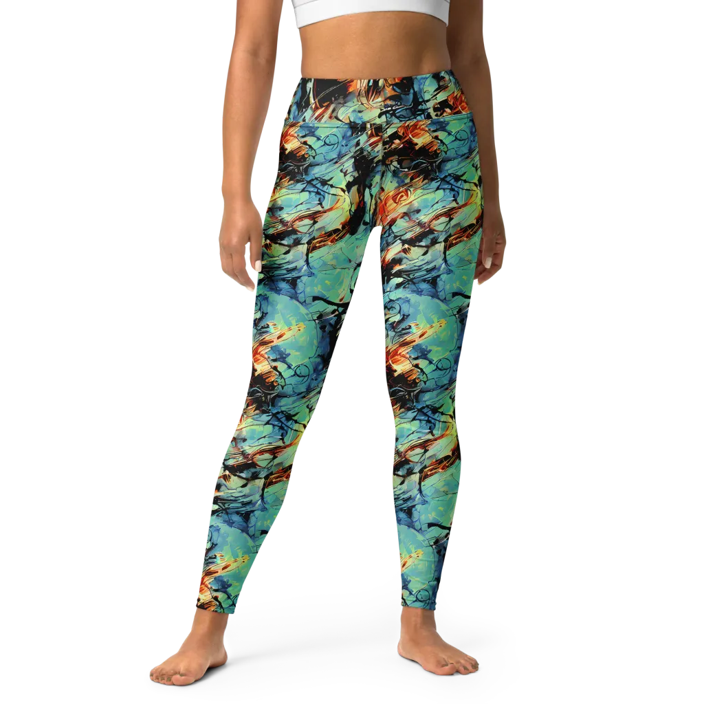 Tidal Flame on Yoga Leggings — Front