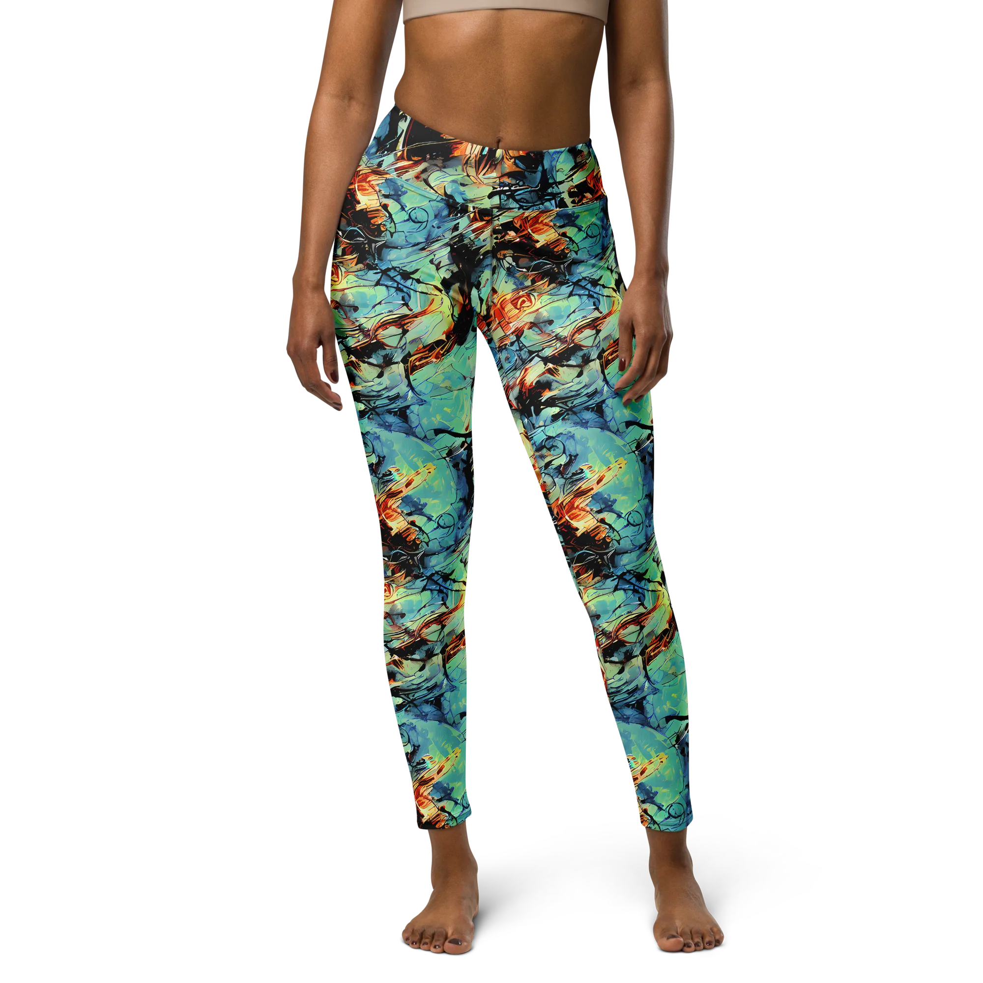 Tidal Flame on Yoga Leggings — Front